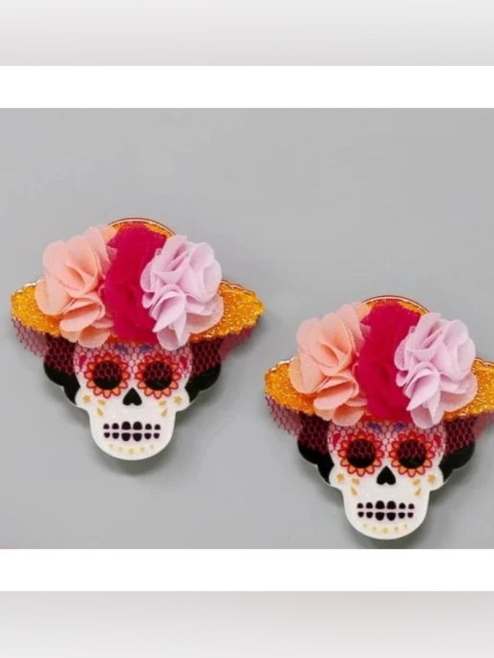 BRAND NEW WITH TAGS Floral Sombrero Sugar Skull Earrings